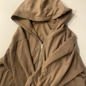 Zara Taupe Oversized Zip-Up Hoodie